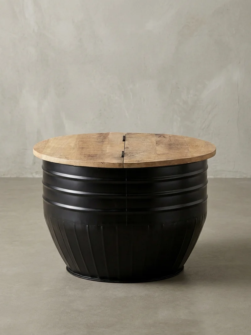 Couchtisch Mango Massivholz Industrial Stil mit Stauraum handgefertigtes Unikat