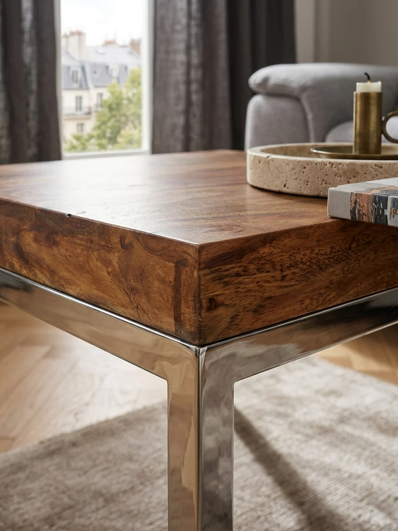 Couchtisch Massivholz Metallgestell Pflegeleicht
