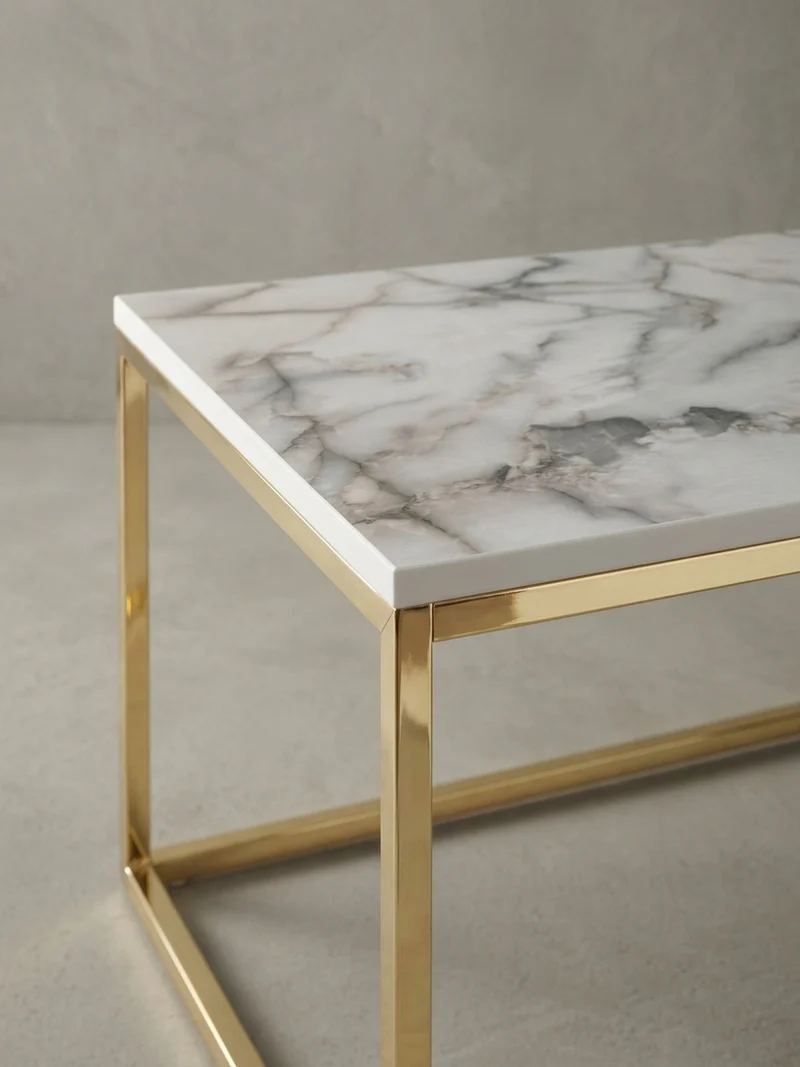 Couchtisch mit Marmor-Optik, Metallbeine, rechteckig, Serie