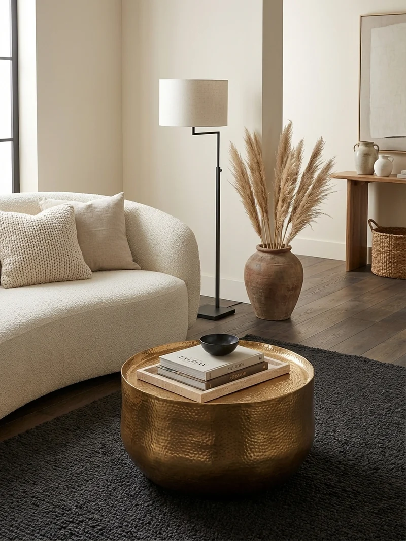 Couchtisch Orientalisch mit Hammerschlag-Struktur aus Aluminium und hohler Bauweise