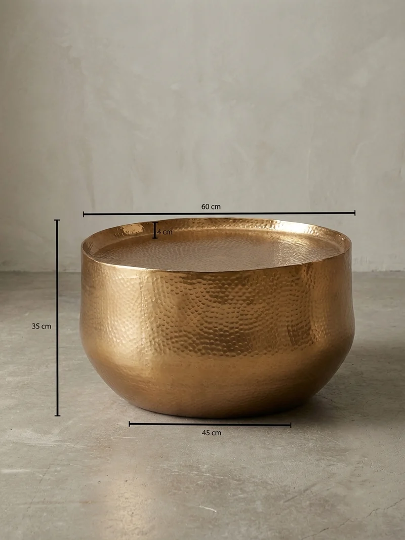 Couchtisch Orientalisch mit Hammerschlag-Struktur aus Aluminium und hohler Bauweise