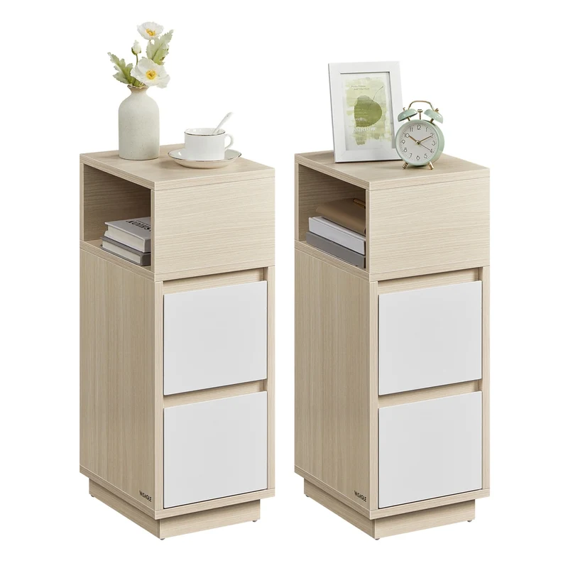 Schmaler Nachttisch mit 2 Schubladen