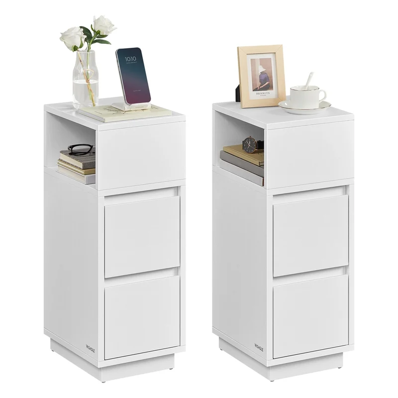 Schmaler Nachttisch mit 2 Schubladen
