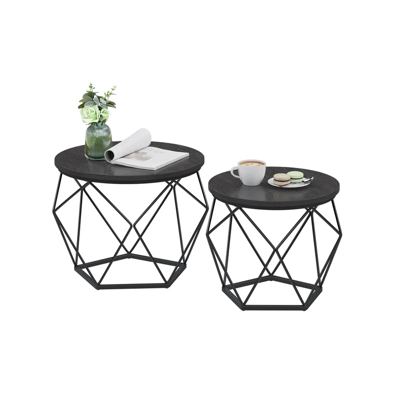 Couchtisch rund mit abnehmbarer Platte 2er Set