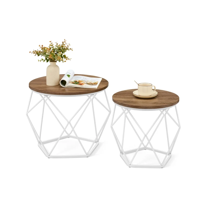 Couchtisch rund mit abnehmbarer Platte 2er Set