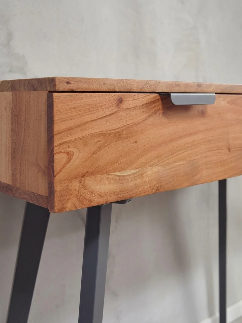Konsolentisch – Massivholz/Metall, 2 Schubladen, individuelles Design