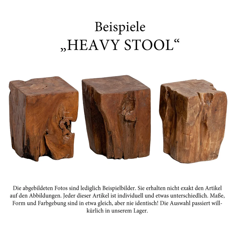 Beistelltisch Hocker HEAVY STOOL Teak Handmade massiv eckig