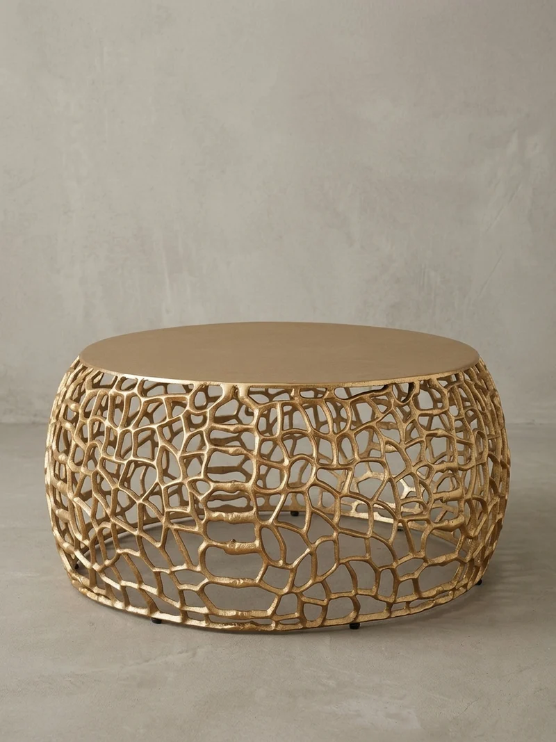Couchtisch mit Aststruktur, lackiertes Aluminium, handgefertigt, Ablagefläche