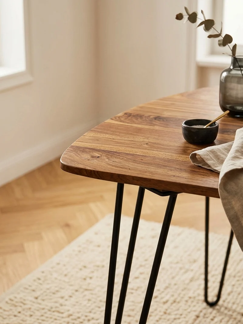 Esszimmertisch – Massivholz Braun 80x80x76 cm Modern abgerundete Ecken