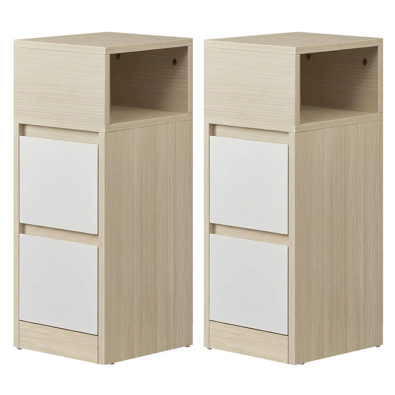 Schmaler Nachttisch mit 2 Schubladen