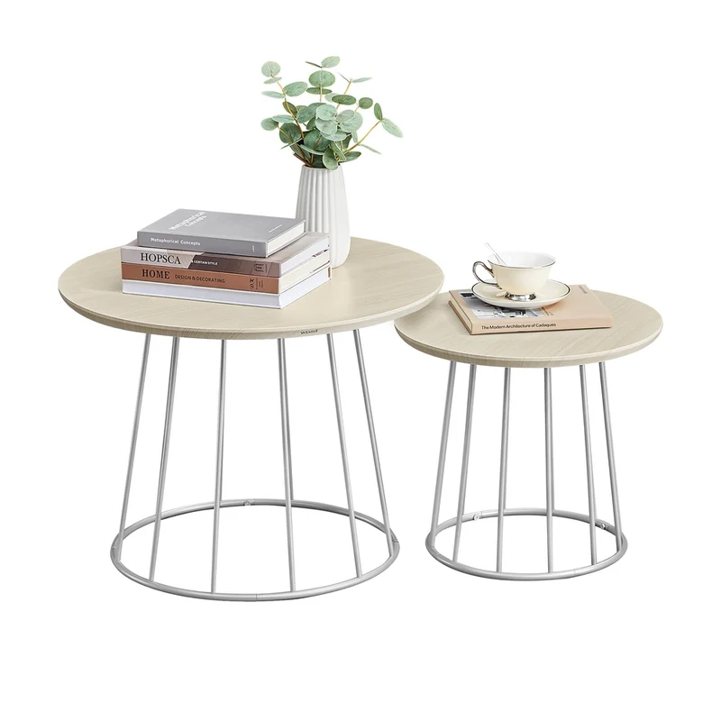 Couchtisch 2er Set mit Stahlgestell ebenholzschwarz