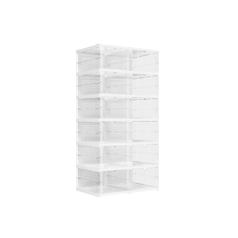 Schuhschrank mit 6 Schuhboxen transparent-tintenschwarz