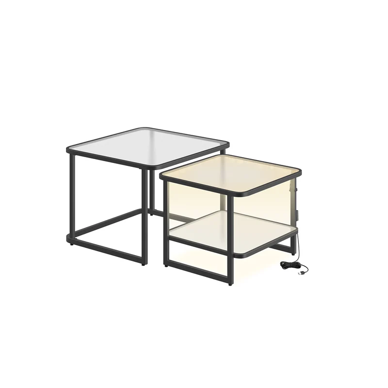 Couchtisch 2er-Set mit LED-Licht