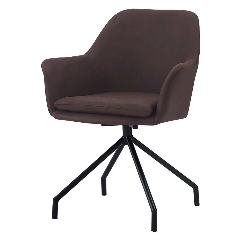 Drehbarer Stuhl JUDIKA vintage-braun Mikrofaser 360° mit Armlehne