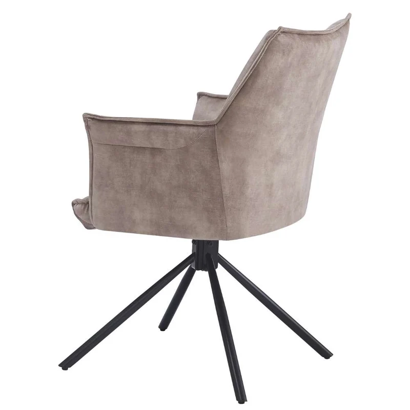 Drehbarer Design Stuhl AURELIA creme Samt Metallgestell 360°