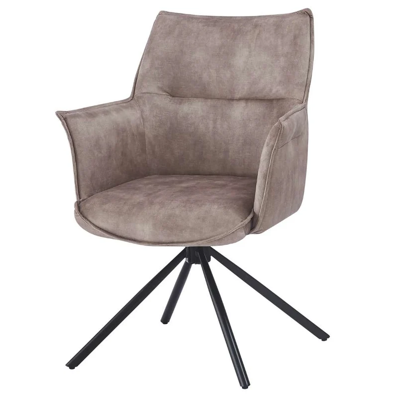 Drehbarer Design Stuhl AURELIA creme Samt Metallgestell 360°