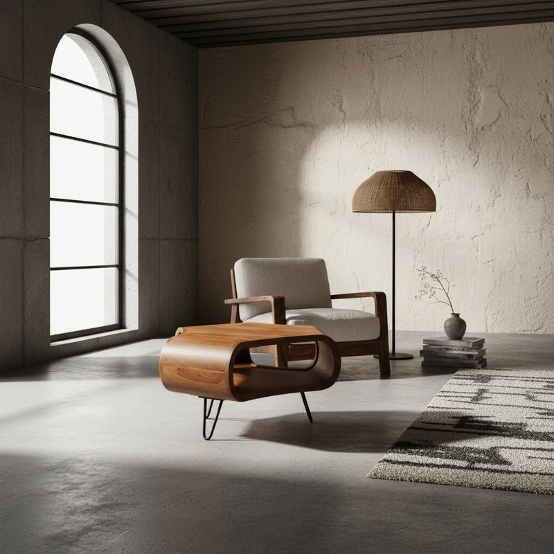 Couchtisch Sheesham Holz in Landhaus-Stil mit Stauraum, Maße 55x38x55 cm