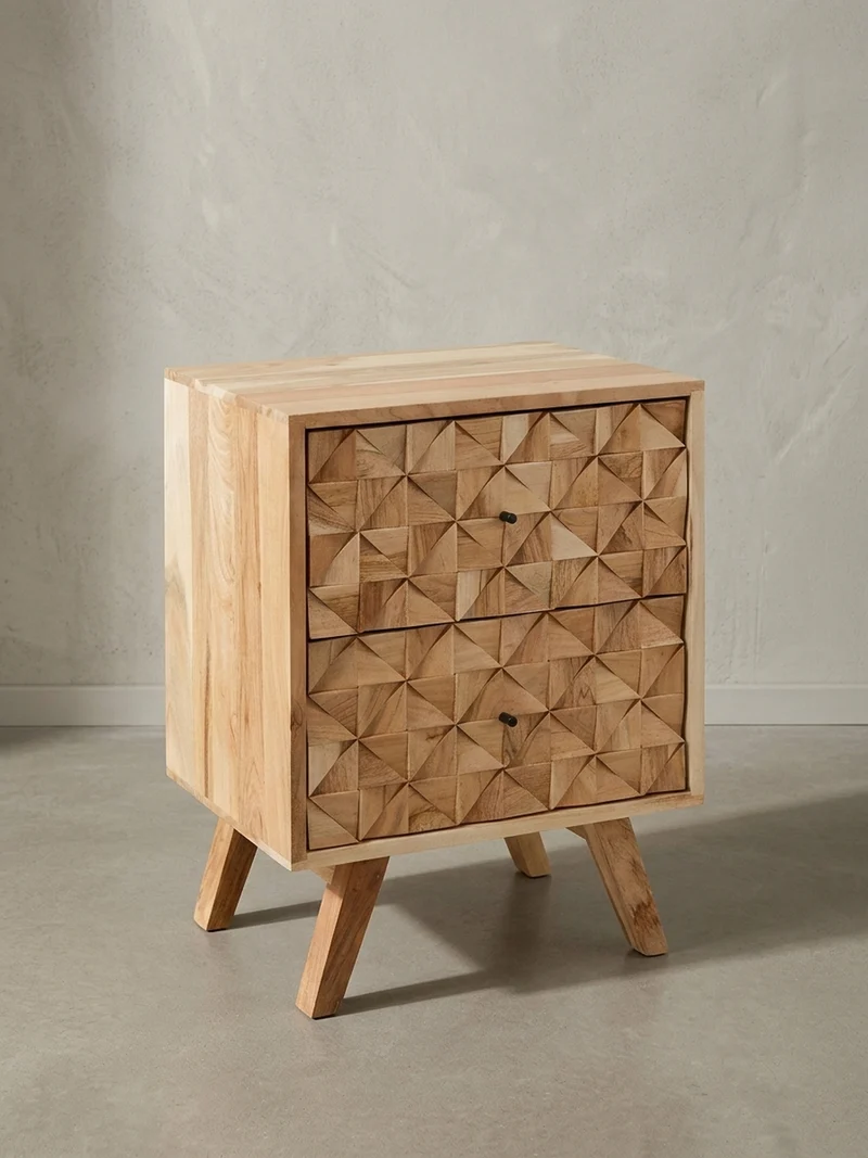 Nachttisch – Massivholz, 2 Schubladen, handgefertigt, moderner Landhausstil