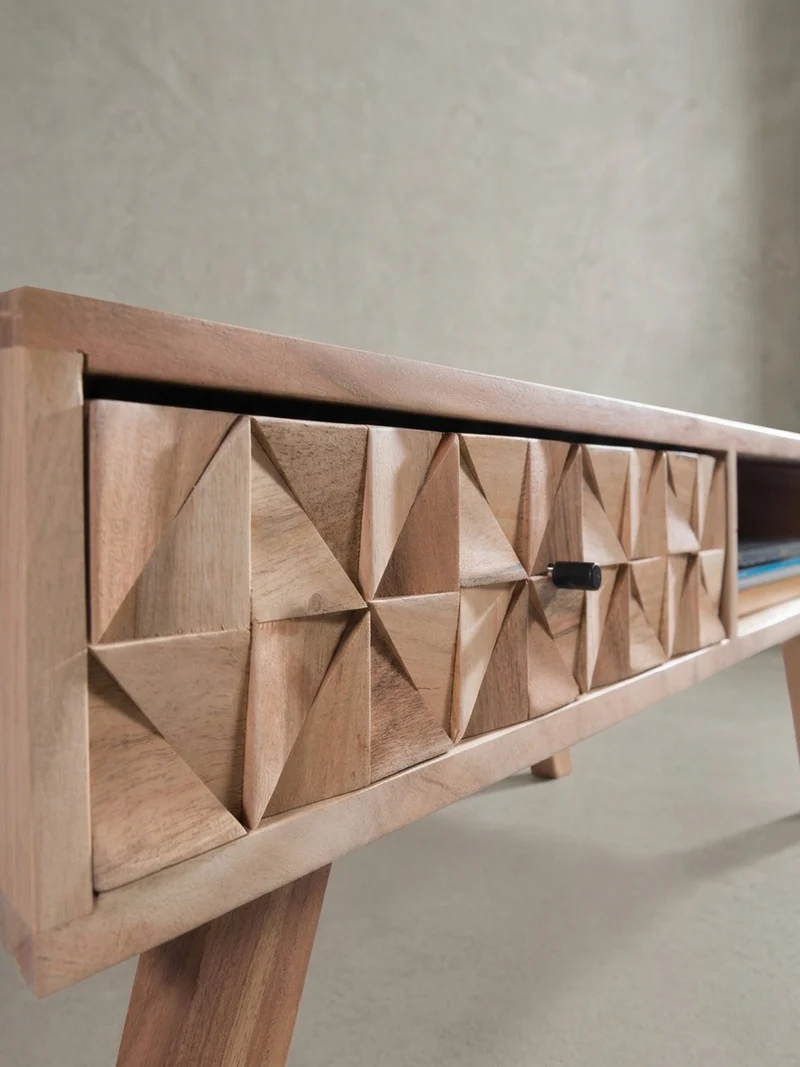 Couchtisch Landhausstil Massivholz mit Schublade und Ablagefach, Maße 95x35x50 cm