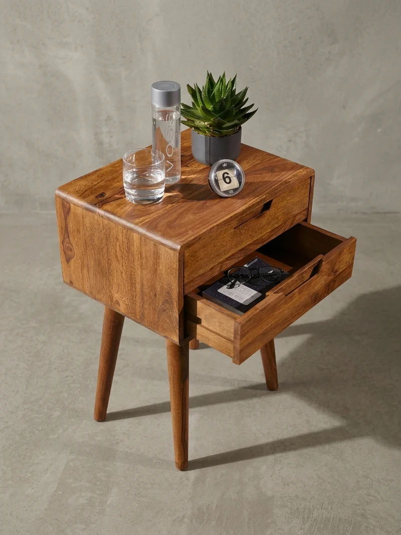 Nachttisch – Massivholz, 47x66x36 cm, 2 Schubladen, Landhausstil
