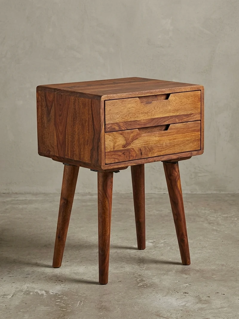 Nachttisch – Massivholz, 47x66x36 cm, 2 Schubladen, Landhausstil
