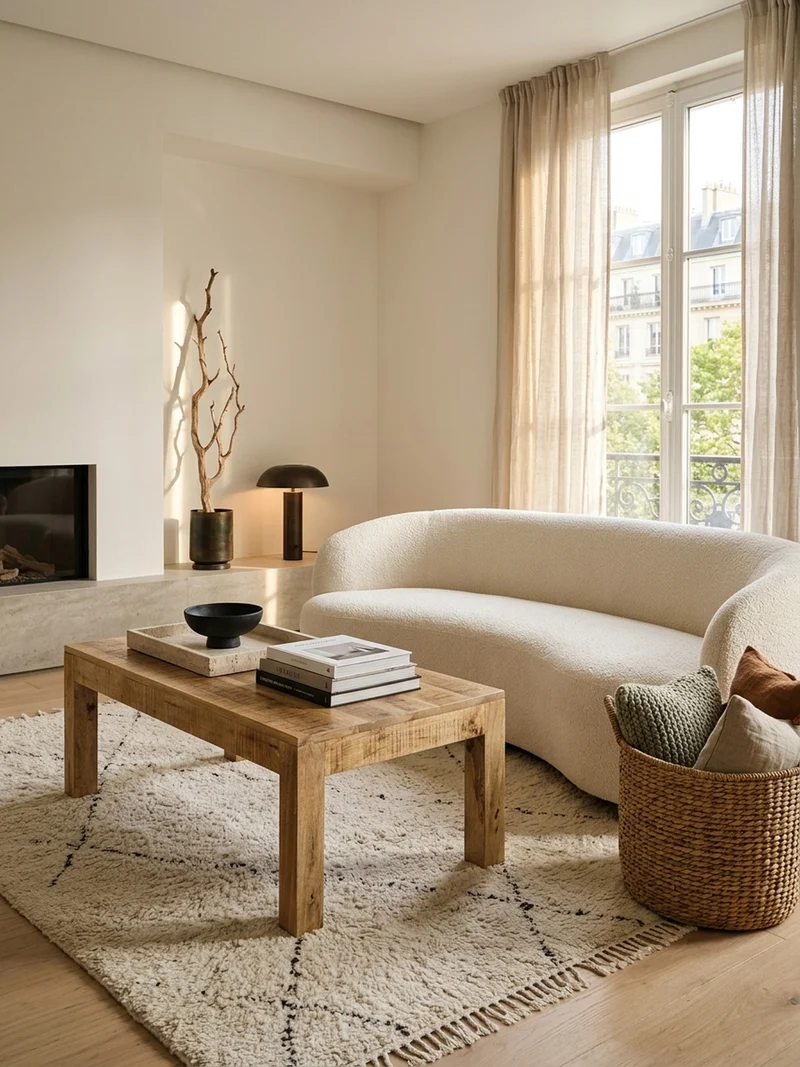 Couchtisch aus recyceltem Mango-Holz im Shabby-Chic Stil mit großer Tischplatte