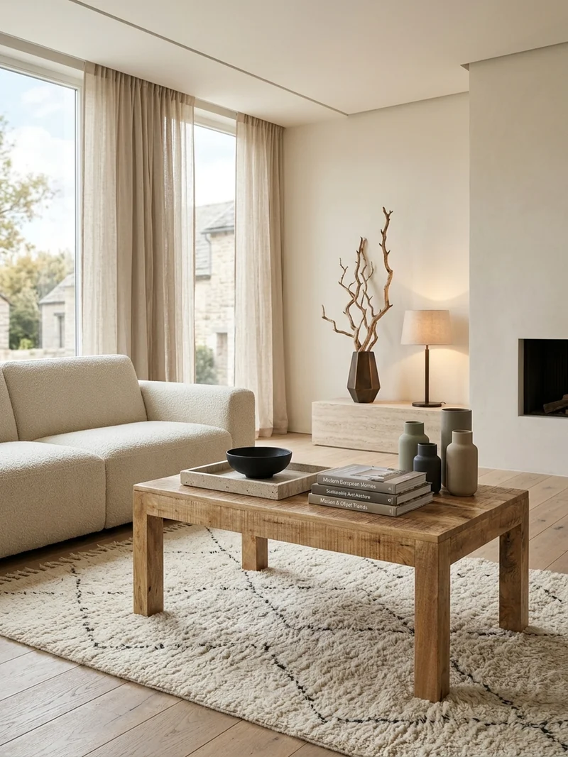 Couchtisch aus recyceltem Mango-Holz im Shabby-Chic Stil mit großer Tischplatte