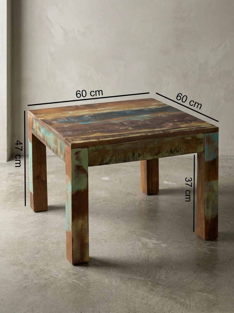 Couchtisch aus recyceltem Mango-Holz im Shabby-Chic Stil mit großer Tischplatte