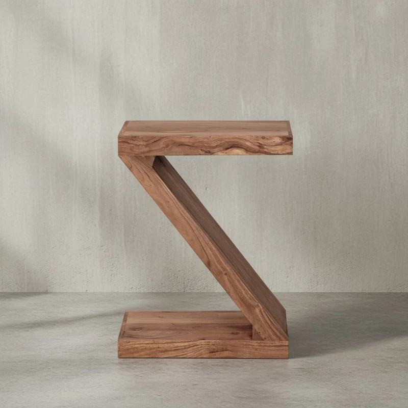 Beistelltisch Massivholz Z-Form Handgefertigt
