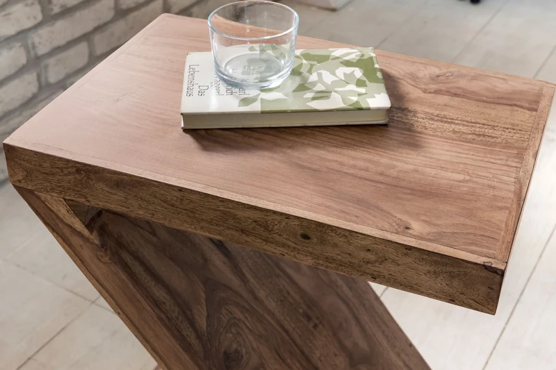 Beistelltisch Massivholz Z-Form Handgefertigt
