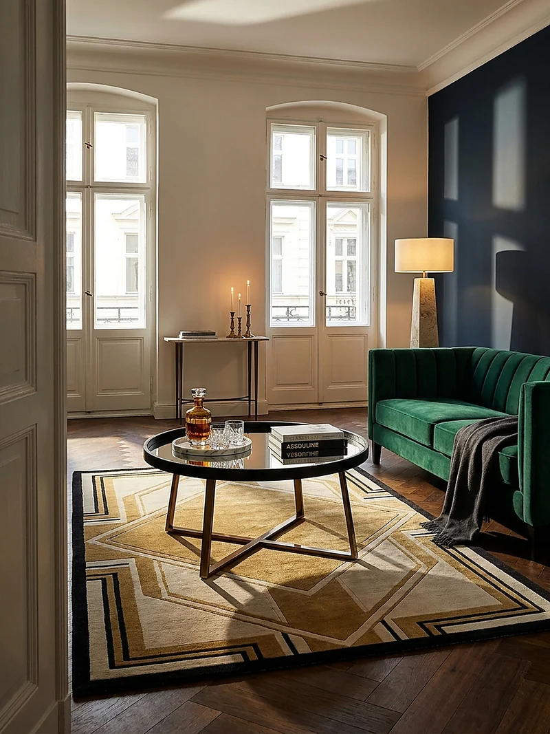 Couchtisch Rund in Gold, Material aus Metall und Glas, mit Maßen 78x42,5 cm für Wohnzimmer