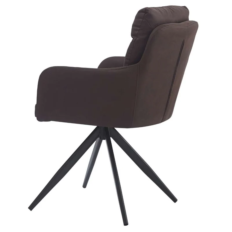 Bequemer 360° Drehstuhl GEORGIA vintage-braun Mikrofaser Metall