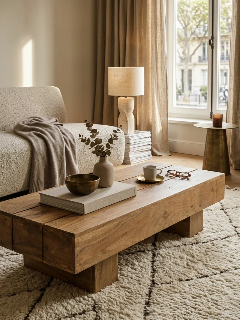 Couchtisch aus Massivholz, handgefertigt, pflegeleicht, aus Akazienholz und Edelholz