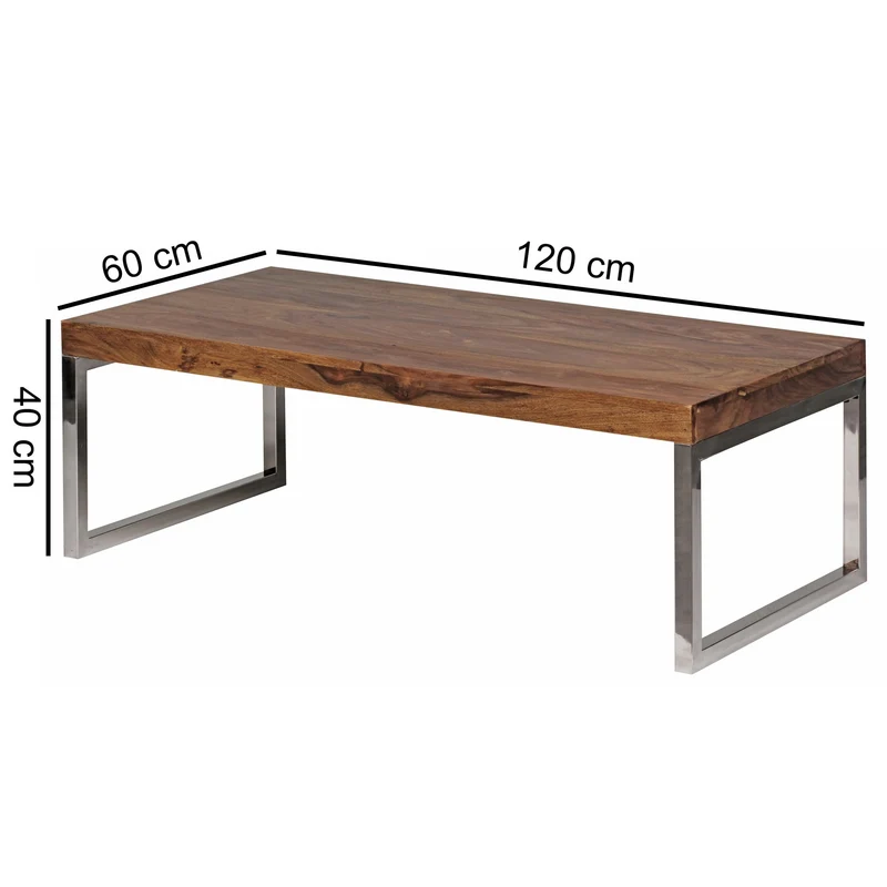 Couchtisch Massivholz mit Chromfüßen Handgefertigt
