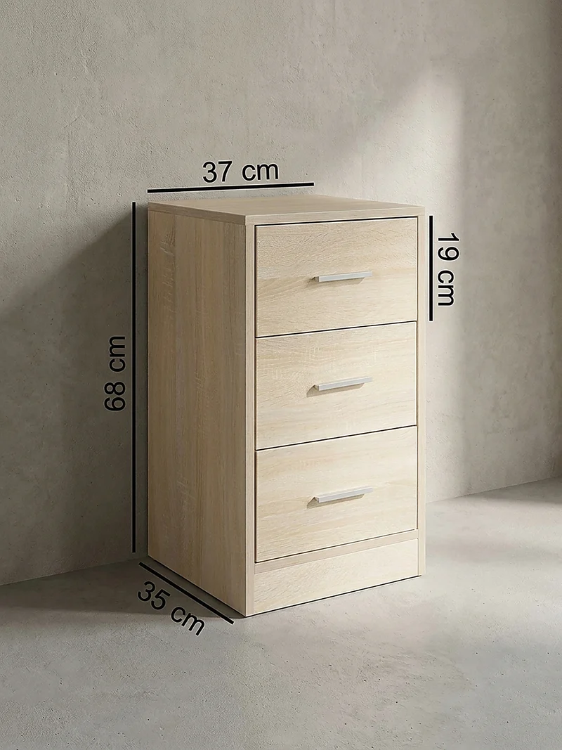 Nachttisch Holz 3 Schubladen Melaminbeschichtet Modern