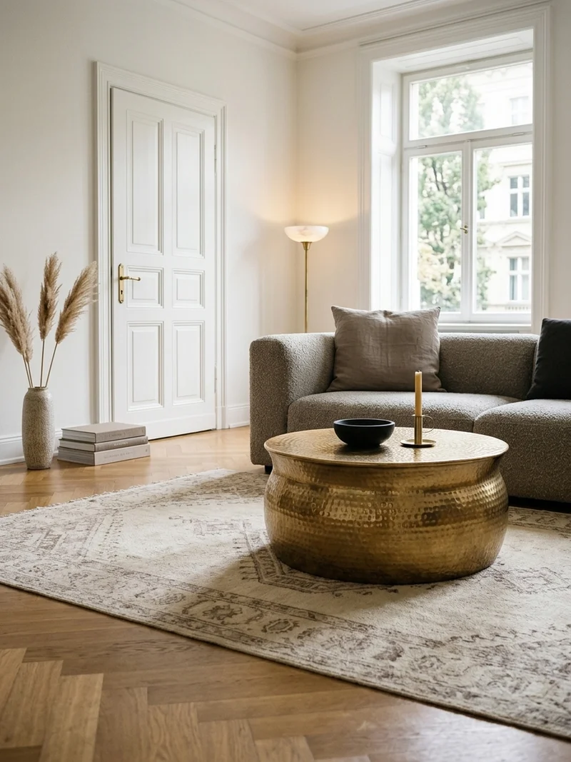 Couchtisch Orient Handgefertigt Hammerschlag-Aluminium Großzügige Ablagefläche
