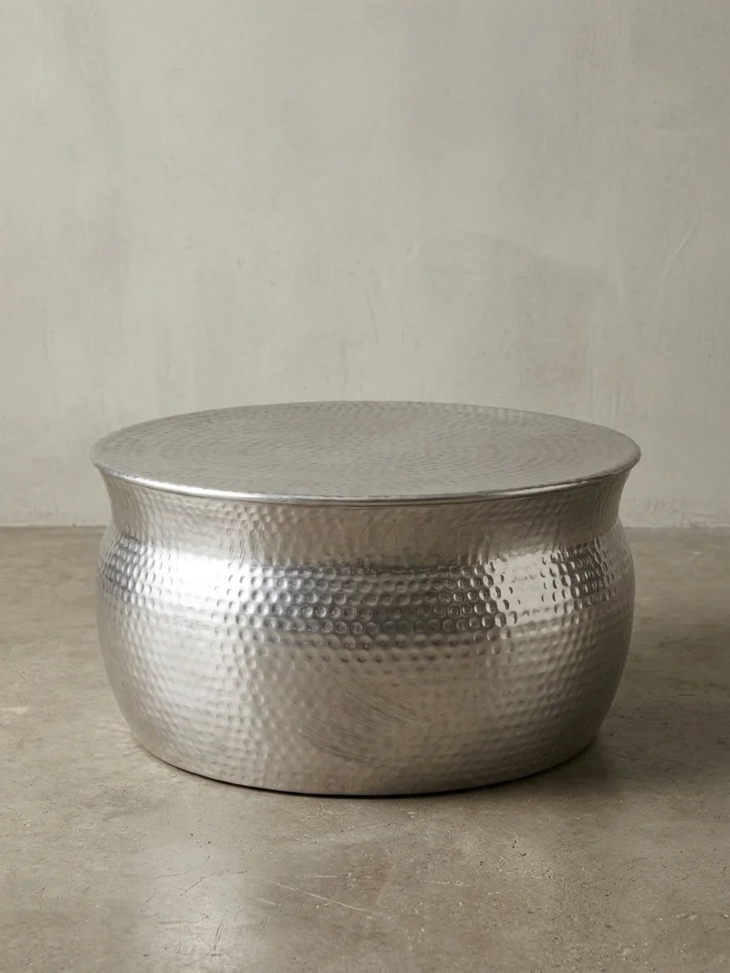 Couchtisch Orient Handgefertigt Hammerschlag-Aluminium Großzügige Ablagefläche