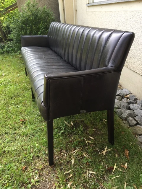 Bank gepolstert Echtleder-Bezug, Bank Echtleder schwarz, Länge 200 cm