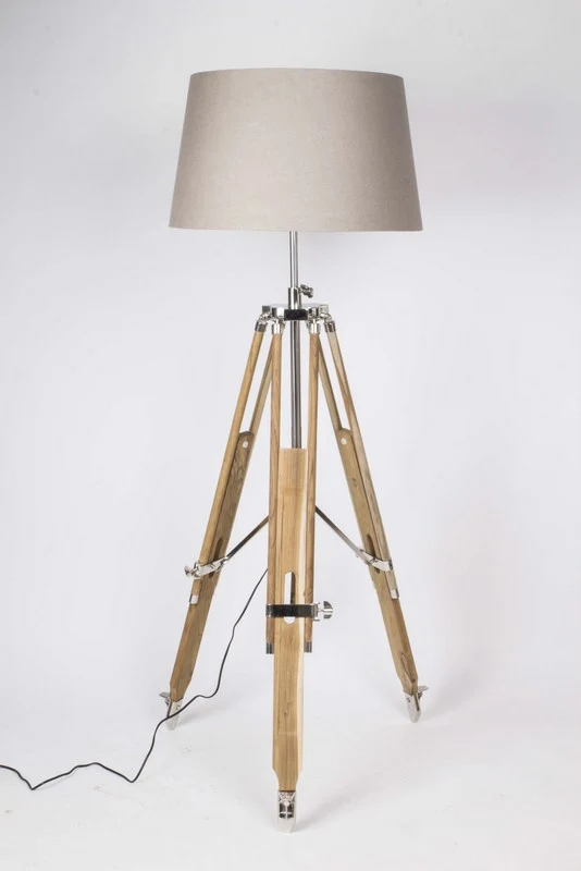 Stehleuchte höhenverstellbar im Landhausstil, Dreibein Stehlampe mit einem Lampenschirm, Höhe 103-200 cm