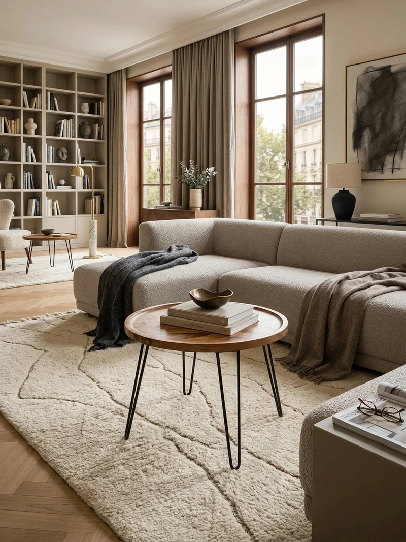 Couchtisch aus Sheeshamholz mit Haarnadelbeinen, modernem Design und großer Ablagefläche