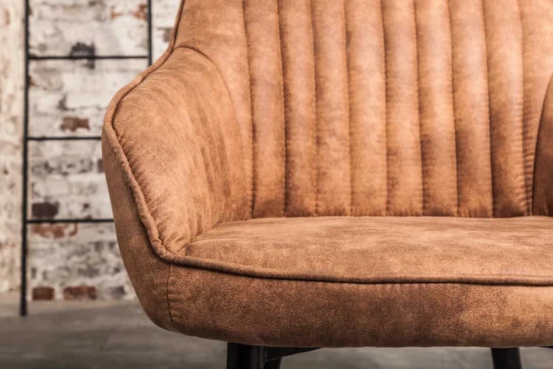 Eleganter Stuhl MILAN Mikrofaser Vintage-Braun Armlehnen
