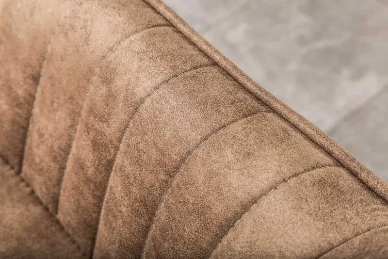 Eleganter Stuhl MILAN Mikrofaser Taupe Armlehnen Ziersteppung