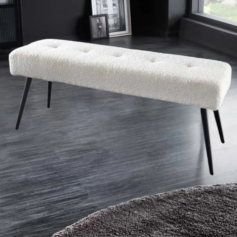 Moderne Sitzbank BELLE 100cm weiss Bouclé Interieur-Tipp