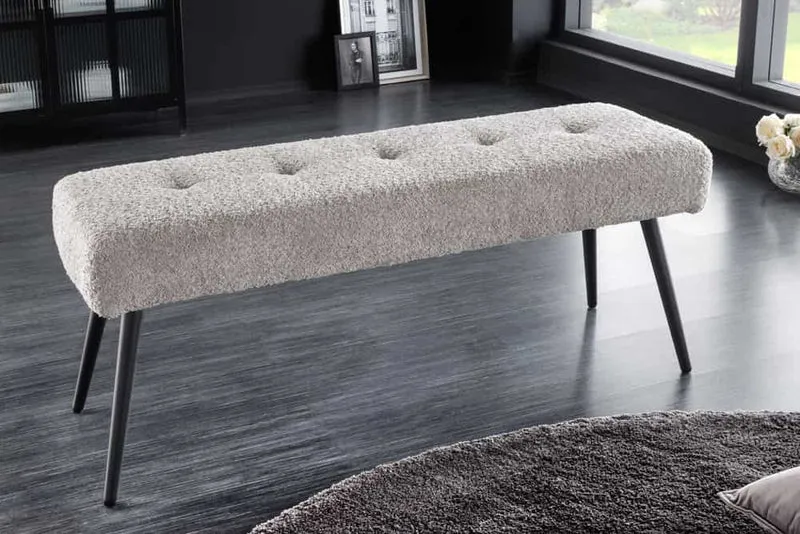 Moderne Sitzbank BELLE 100cm champagner Bouclé Interieur-Tipp