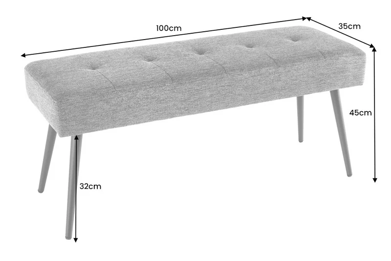 Moderne Sitzbank BELLE 100cm champagner Bouclé Interieur-Tipp