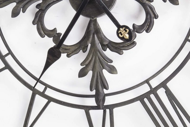 Wanduhr Metall im Landhausstil, Uhr schwarz vintage, Ø 102 cm