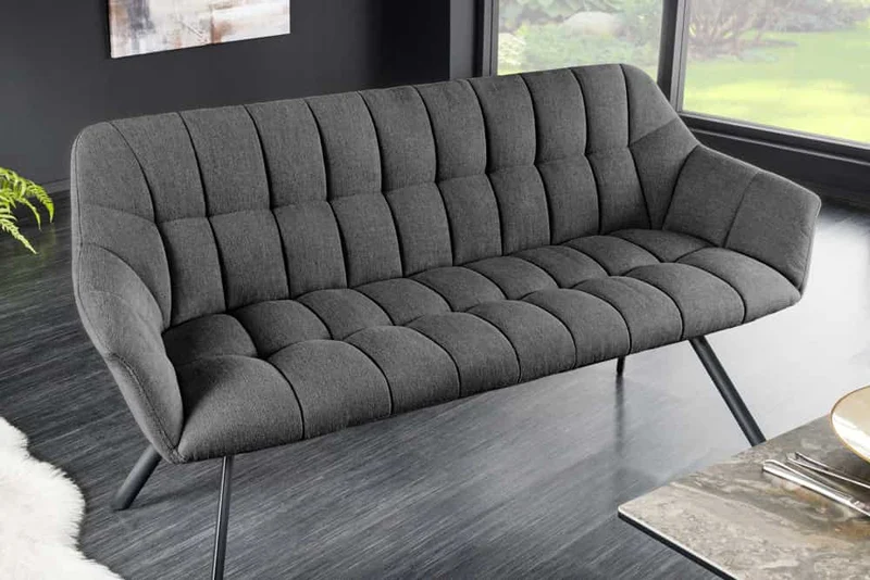 Moderne Sitzbank LYON 165cm Flachgewebe anthrazit mit Lehnen