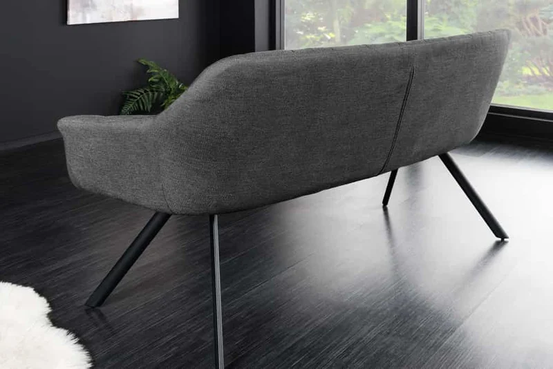 Moderne Sitzbank LYON 165cm Flachgewebe anthrazit mit Lehnen