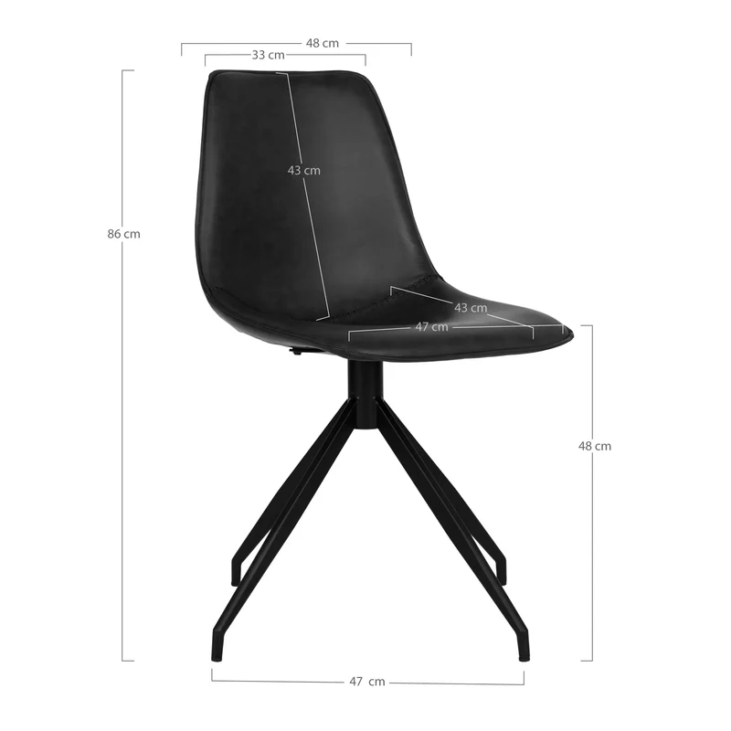 2er Set Retro-Drehstuhl CANNES schwarz Schalensitz