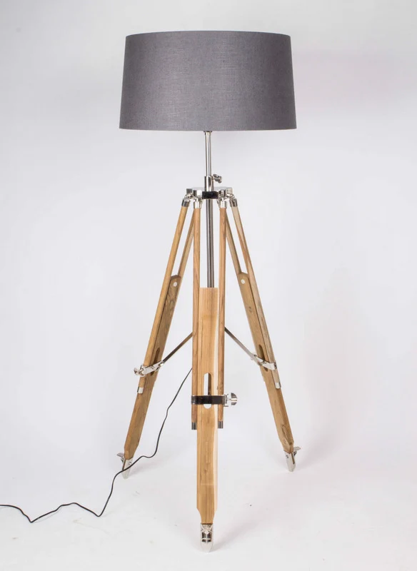 Stehleuchte höhenverstellbar im Landhausstil, Dreibein Stehlampe mit einem Lampenschirm, Höhe 103-200 cm